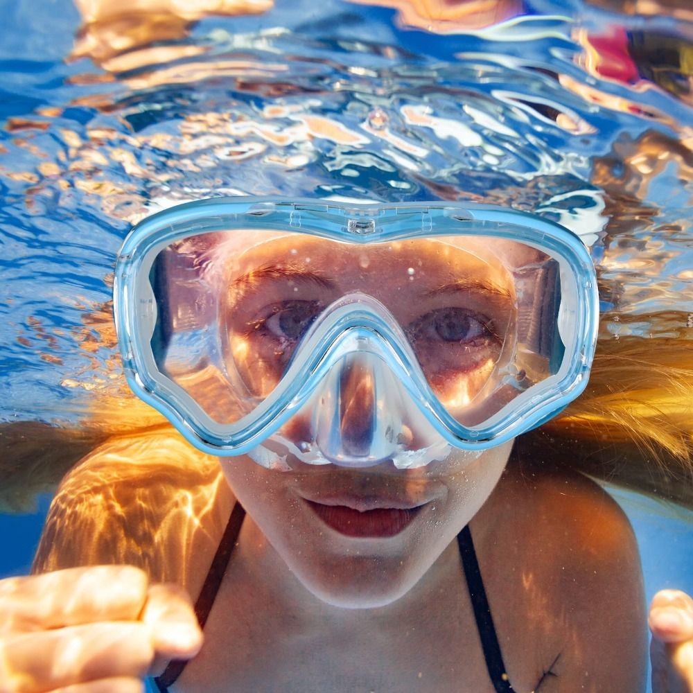 Anti Pollution Mask - ユニセックスPCガラス製子供用水泳ゴーグル、ノーズカバー付き、曇り止め、子供用ダイビングマスク、PVCストラップ、広視野、プール水泳用アイウェア、ユース向け