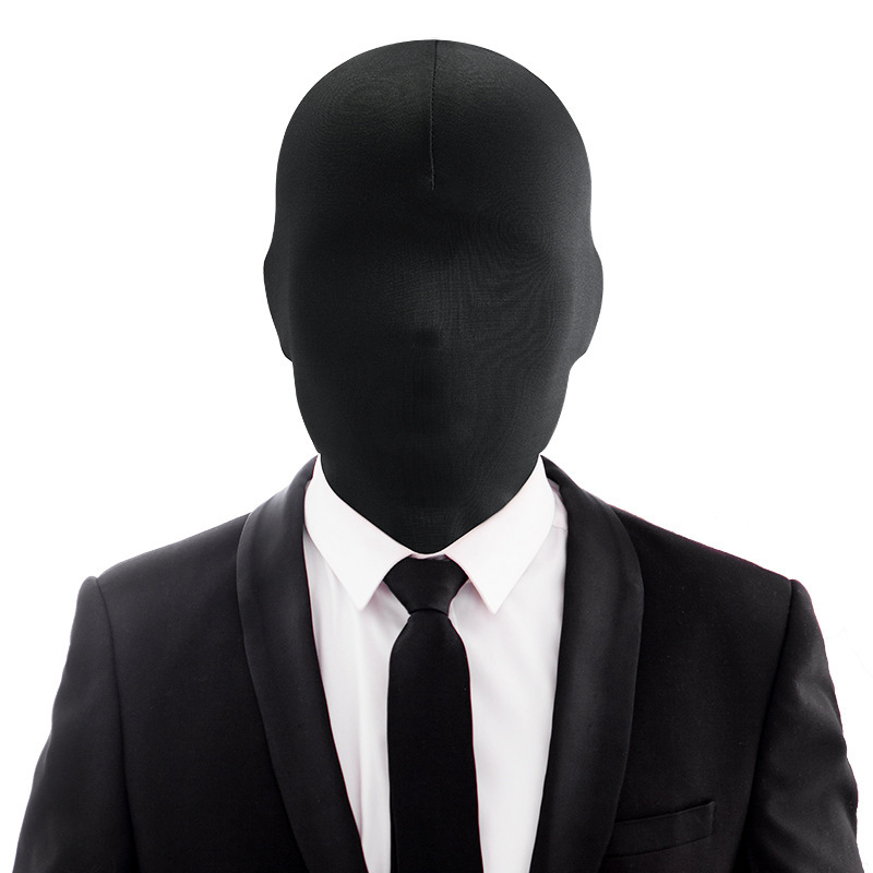 Silicone Mask Bracket - 通気性のあるピュアブラックヘッドギアマスク、ハロウィンクリスマスコスプレコスチューム小道具、フルフェイスフェイスレス仮面舞踏会マスク
