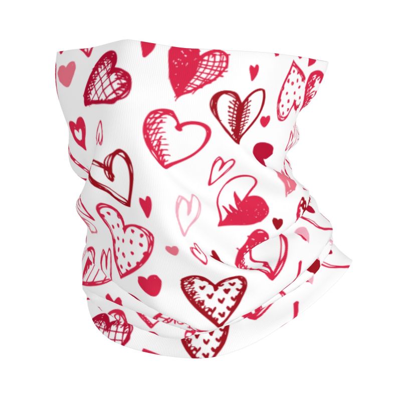 Neck Gaiter Face Cover - ピンクレッドラブハートバンダナネックウォーマー女性男性ハイキングキャンプチューブマスクスカーフオートバイヘッドバンドゲートルフェイスカバー