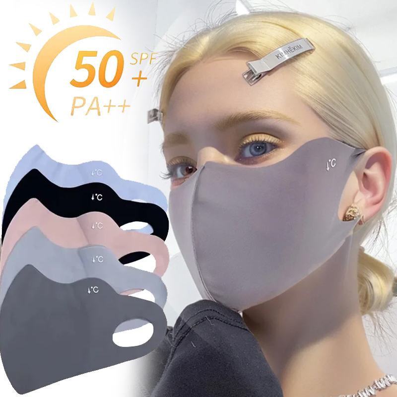 Cloth Face Mask Washable - 夏の日焼け対策フェイスマスク 3D通気性 洗えるアイスシルクゲイター UVカットネックカバー付き アウトドア活動用