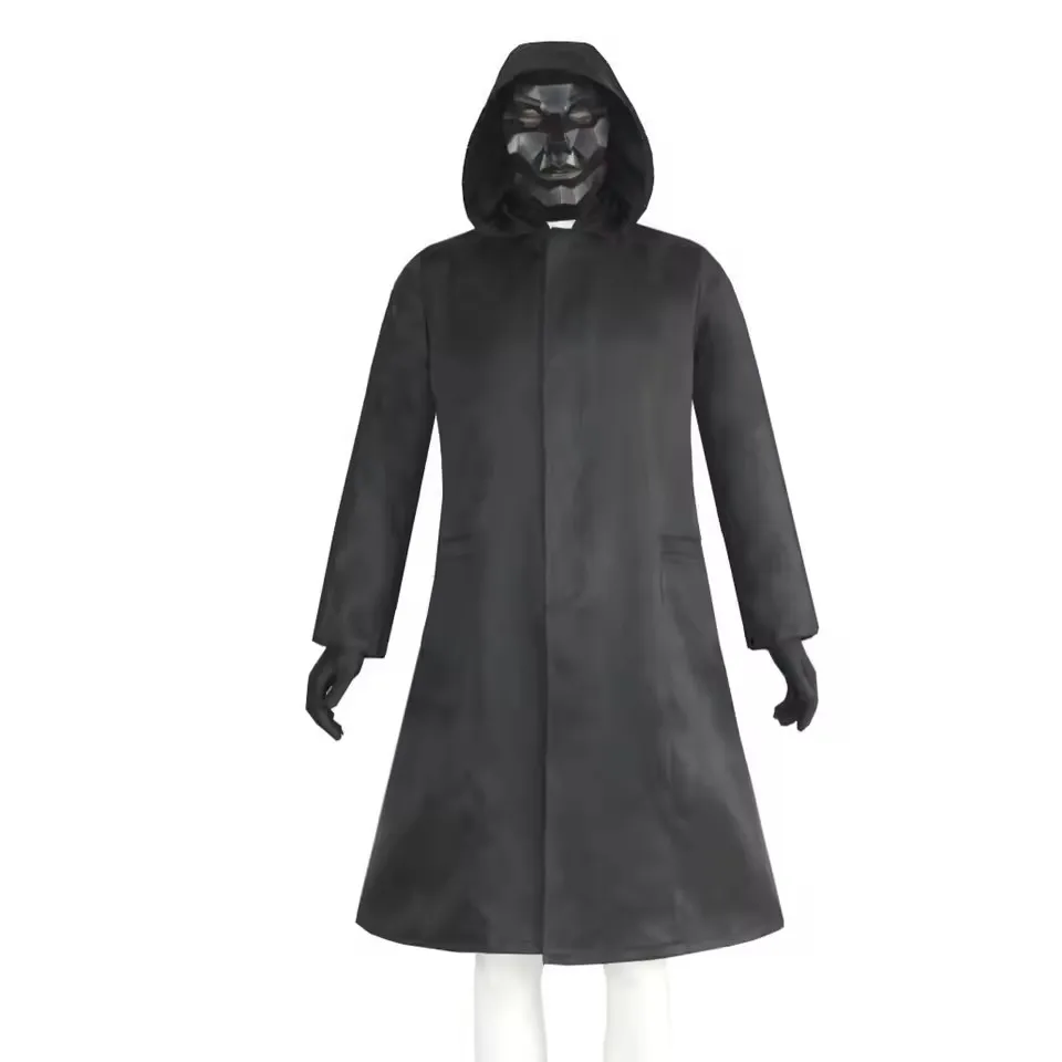 大人用イカゲームコスプレ衣装手袋付き黒三角形変装ラウンドスク - Black Face Mask Pack のレビューと価格