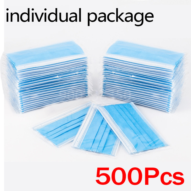 10～500個入り、使い捨て、大人用、個別包装、フィルター付 - Disposable Mask Blue のレビューと価格